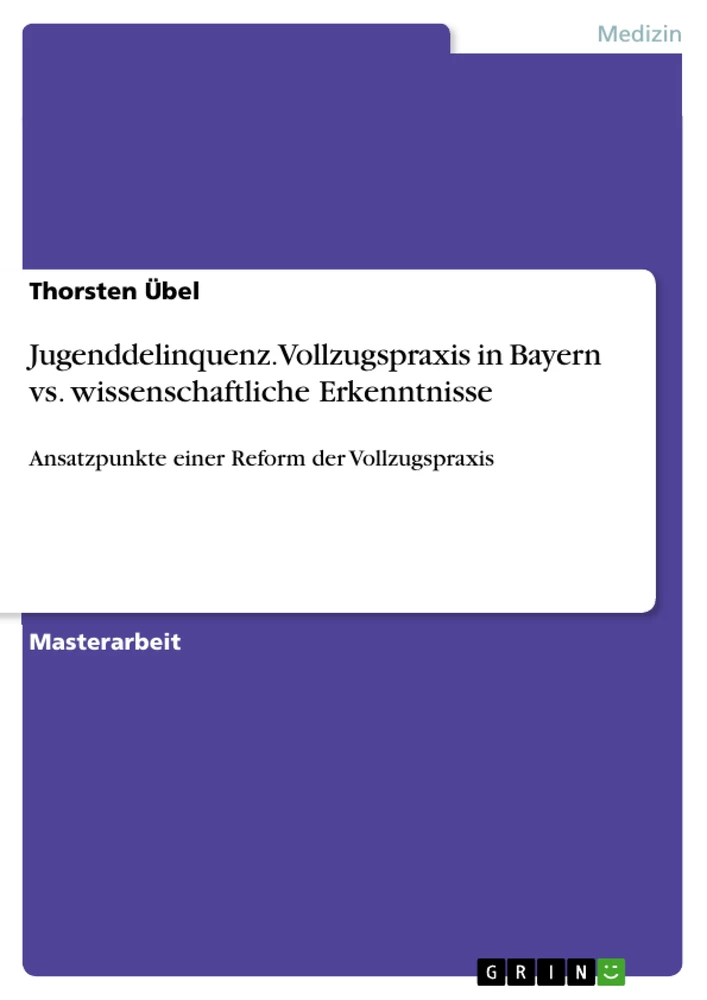Title: Jugenddelinquenz. Vollzugspraxis in Bayern vs. wissenschaftliche Erkenntnisse