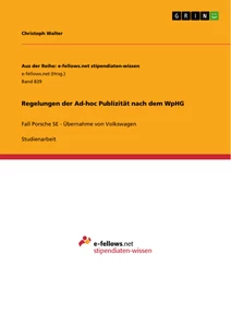 Titre: Regelungen der Ad-hoc Publizität nach dem WpHG