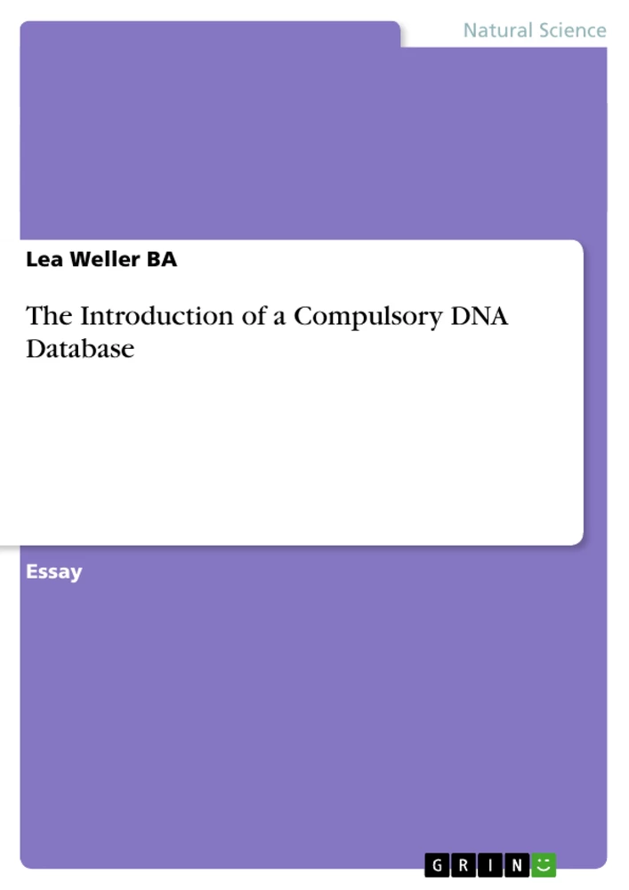 Titre: The Introduction of a Compulsory DNA Database