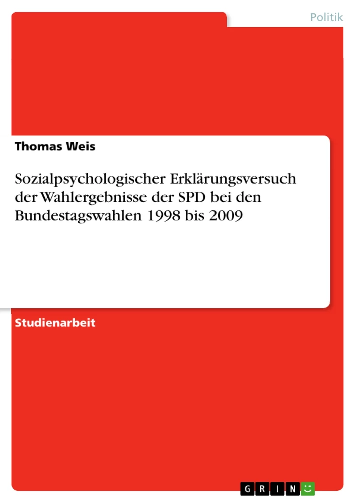 Titel: Sozialpsychologischer Erklärungsversuch der Wahlergebnisse der SPD bei den Bundestagswahlen 1998 bis 2009