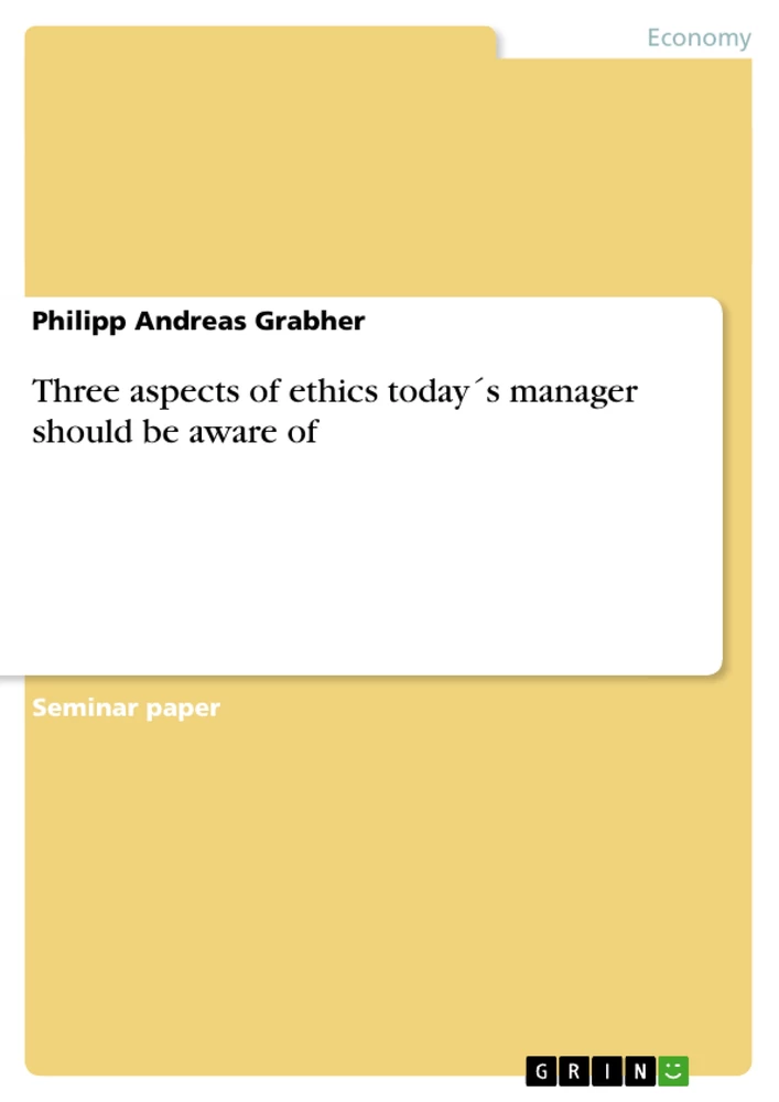 Titel: Three aspects of ethics today´s manager should be aware of
