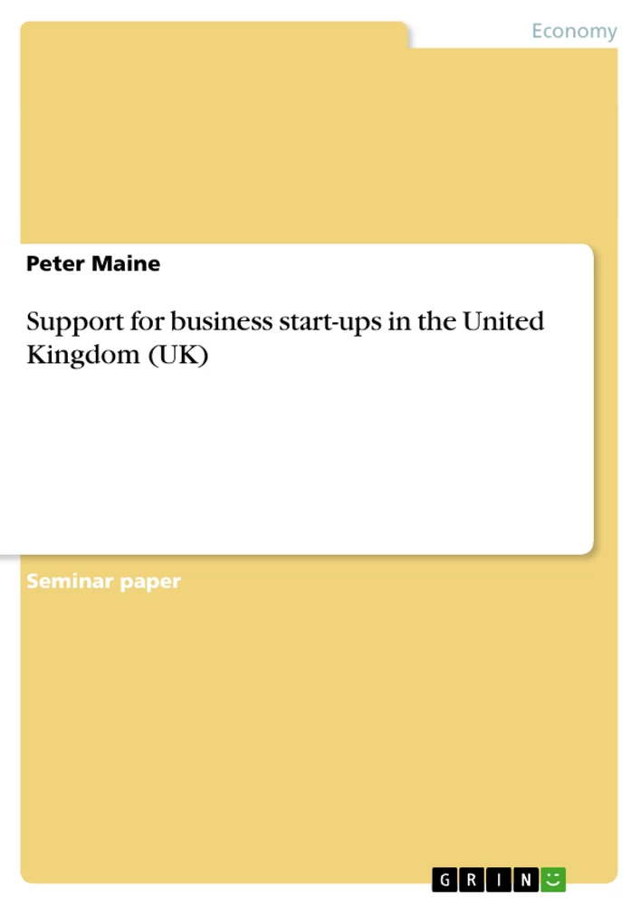 Title: Support for business start-ups in the United Kingdom (UK)