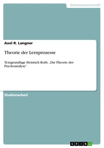 Titre: Theorie der Lernprozesse