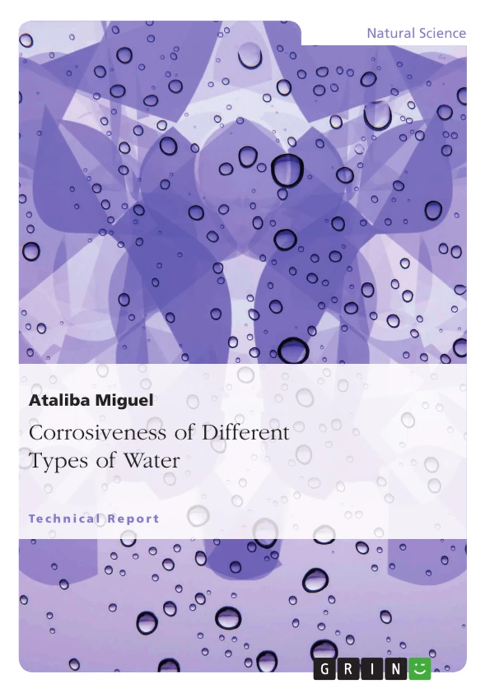 Titel: Corrosiveness of Different Types of Water