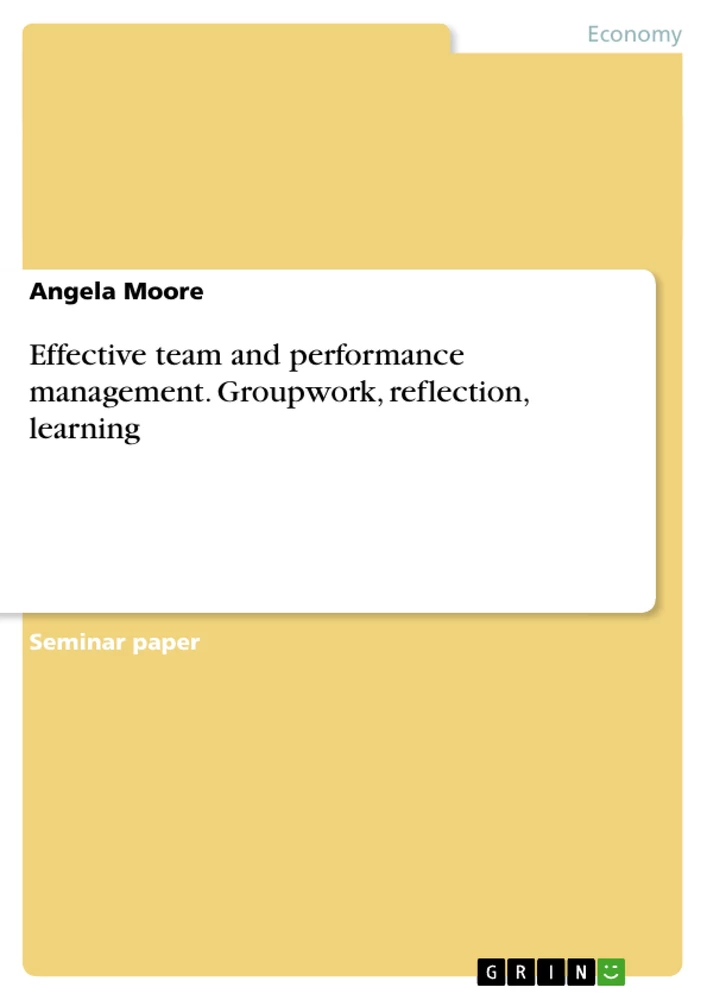 Titre: Effective team and performance management. Groupwork, reflection, learning