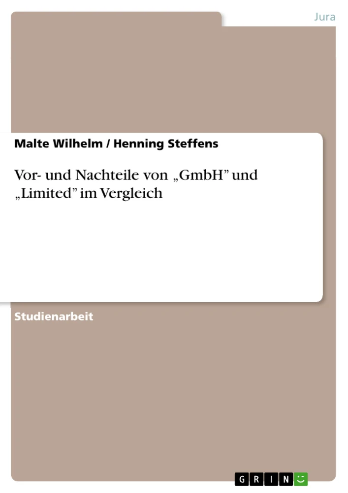 Titel: Vor- und Nachteile von „GmbH” und „Limited” im Vergleich
