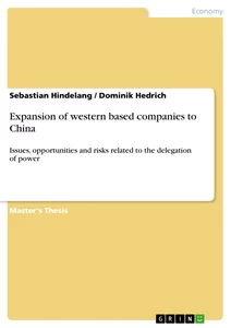 Titel: Expansion of western based companies to China