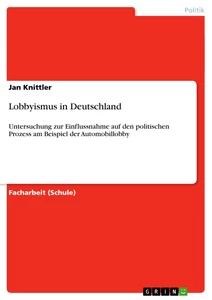 Titre: Lobbyismus in Deutschland