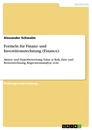 Titel: Formeln für Finanz- und Investitionsrechnung (Finance)