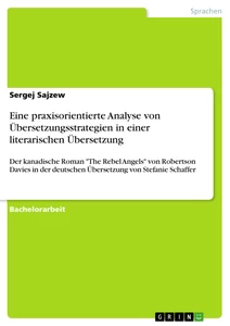 Titel: Eine praxisorientierte Analyse von Übersetzungsstrategien in einer literarischen Übersetzung
