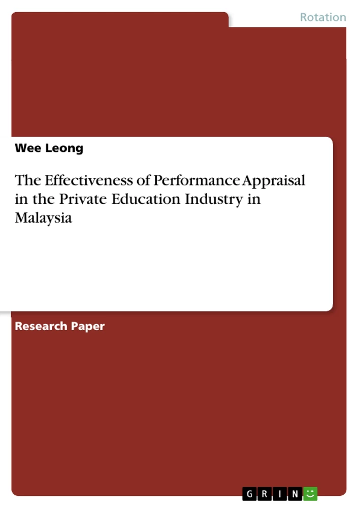 Titre: The Effectiveness of Performance Appraisal in the Private Education Industry in Malaysia