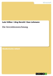 Título: Die Investitionsrechnung