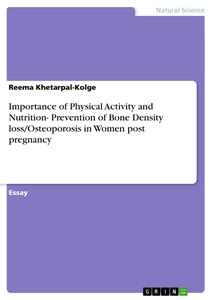 Title: Importance of Physical Activity and Nutrition- Prevention of Bone Density loss/Osteoporosis in Women post pregnancy