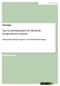 Titre: Das Lerntempoduett als Methode kooperativen Lernens