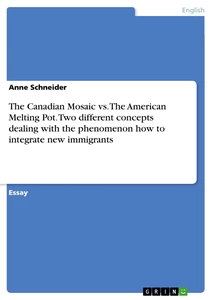Titre: The Canadian Mosaic vs. The American Melting Pot. Two different concepts dealing with the phenomenon how to integrate new immigrants
