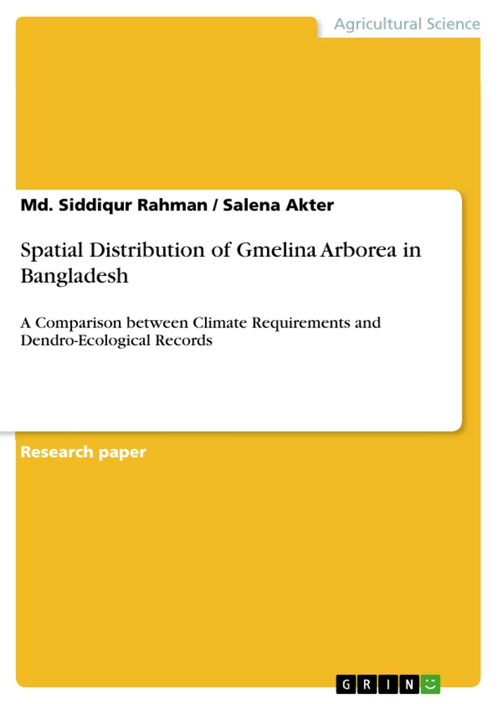 Title: Spatial Distribution of Gmelina Arborea in Bangladesh