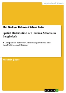 Titre: Spatial Distribution of Gmelina Arborea in Bangladesh