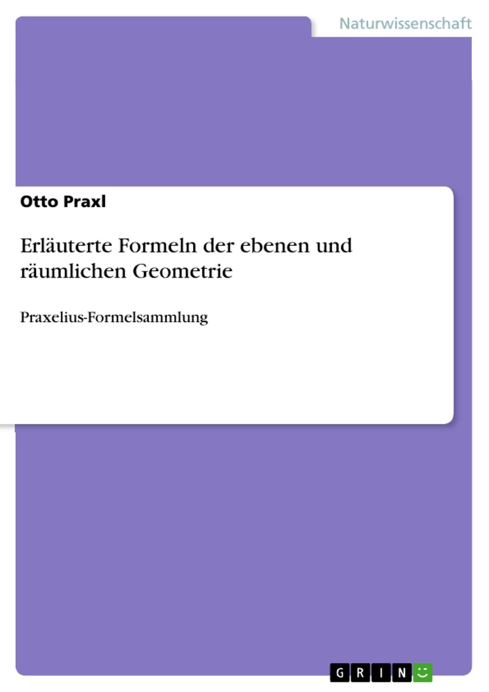 Título: Erläuterte Formeln der ebenen und räumlichen Geometrie