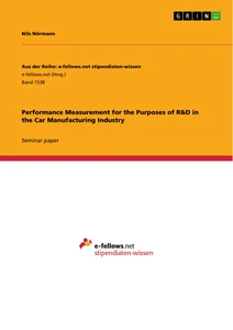 Título: Performance Measurement for the Purposes of R&D in the Car Manufacturing Industry