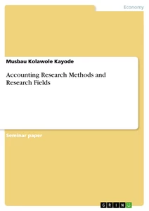 Titel: Accounting Research Methods and Research Fields
