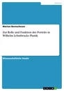 Título: Zur Rolle und Funktion des Porträts in Wilhelm Lehmbrucks Plastik