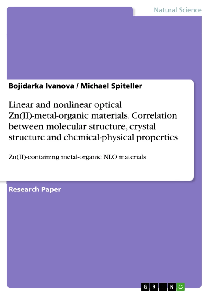Titel: Linear and nonlinear optical Zn(II)-metal-organic materials. Correlation between molecular structure, crystal structure and chemical-physical properties