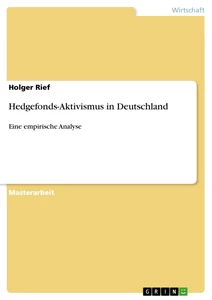 Titre: Hedgefonds-Aktivismus in Deutschland