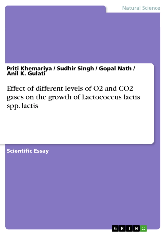 Title: Effect of different levels of O2 and CO2 gases on the growth of Lactococcus lactis spp. lactis