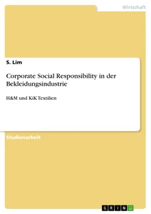 Titre: Corporate Social Responsibility in der Bekleidungsindustrie