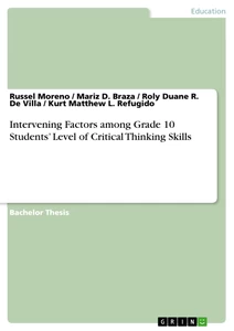 Title: Intervening Factors among Grade 10 Students’ Level of Critical Thinking Skills