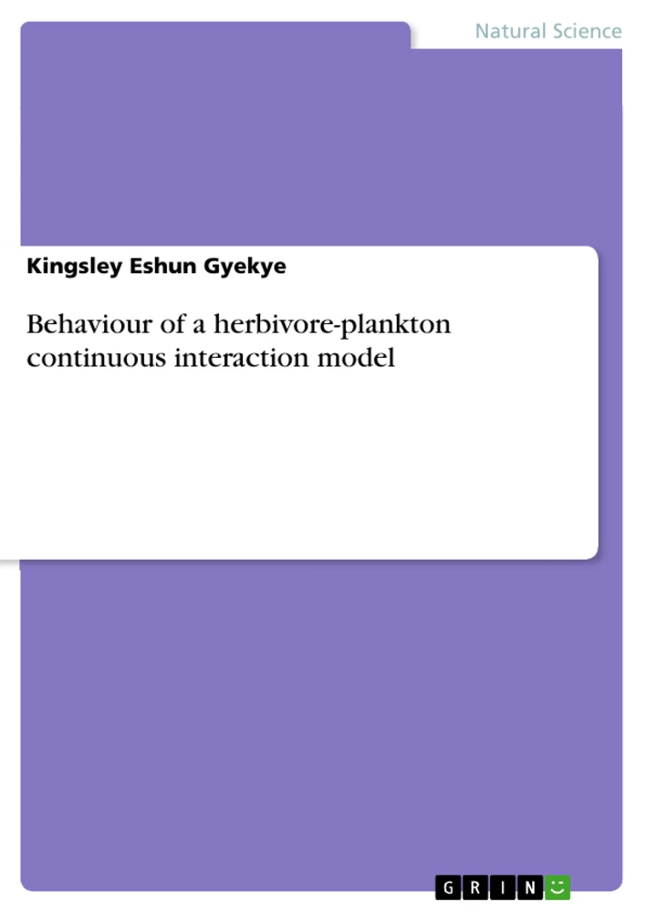 Title: Behaviour of a herbivore-plankton continuous interaction model