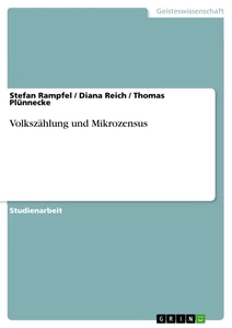Titre: Volkszählung und Mikrozensus