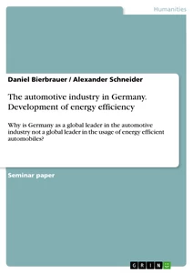 Titel: The automotive industry in Germany. Development of energy efficiency