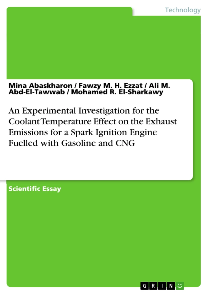 Título: An Experimental Investigation for the Coolant Temperature Effect on the Exhaust Emissions for a Spark Ignition Engine Fuelled with Gasoline and CNG