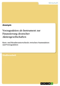Titel: Vorzugsaktien als Instrument zur Finanzierung deutscher Aktiengesellschaften