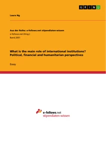 Titel: What is the main role of international institutions? Political, financial and humanitarian perspectives