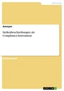 Titel: Stellenbeschreibungen als Compliance-Instrument