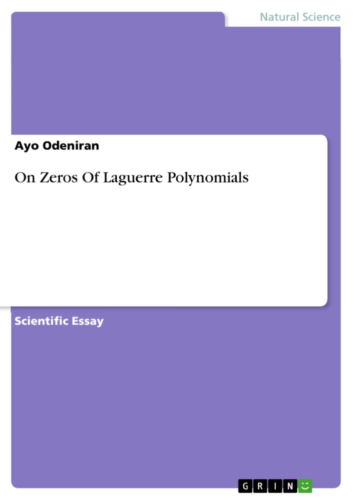 Title: On Zeros Of Laguerre Polynomials