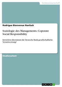 Titre: Soziologie des Managements. Coporate Social Responsibility