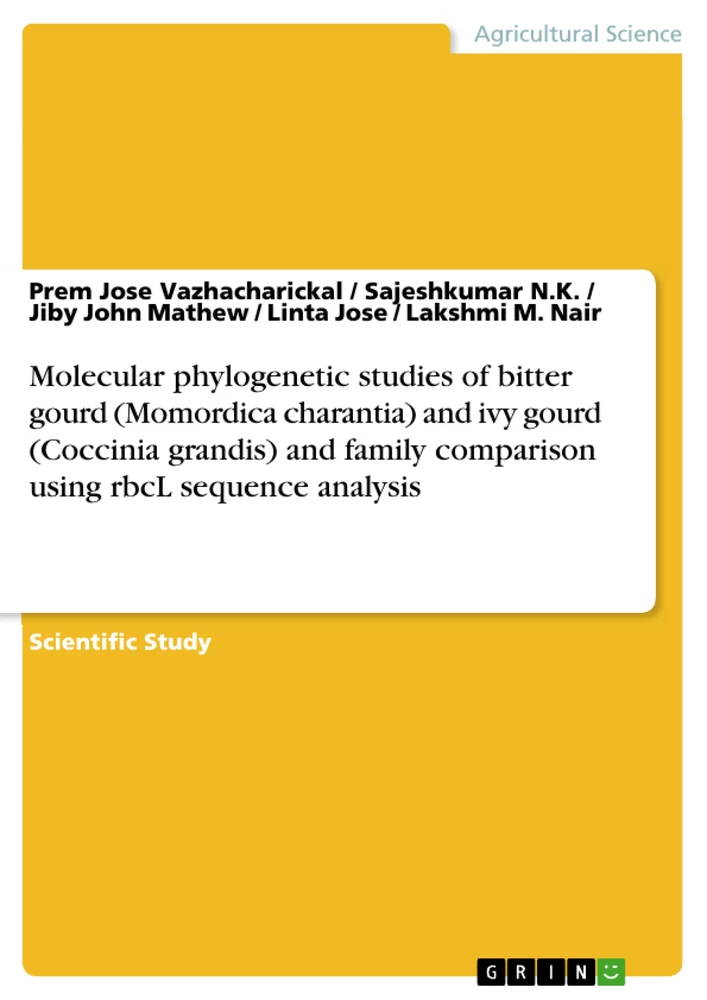 Título: Molecular phylogenetic studies of bitter gourd (Momordica charantia) and ivy gourd (Coccinia grandis) and family comparison using rbcL sequence analysis