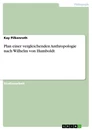Titre: Plan einer vergleichenden Anthropologie nach Wilhelm von Humboldt