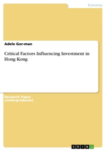 Titel: Critical Factors Influencing Investment in Hong Kong