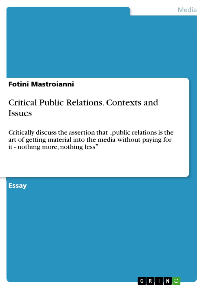 Title: Critical Public Relations. Contexts and Issues