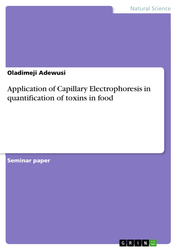 Title: Application of Capillary Electrophoresis in quantification of toxins in food