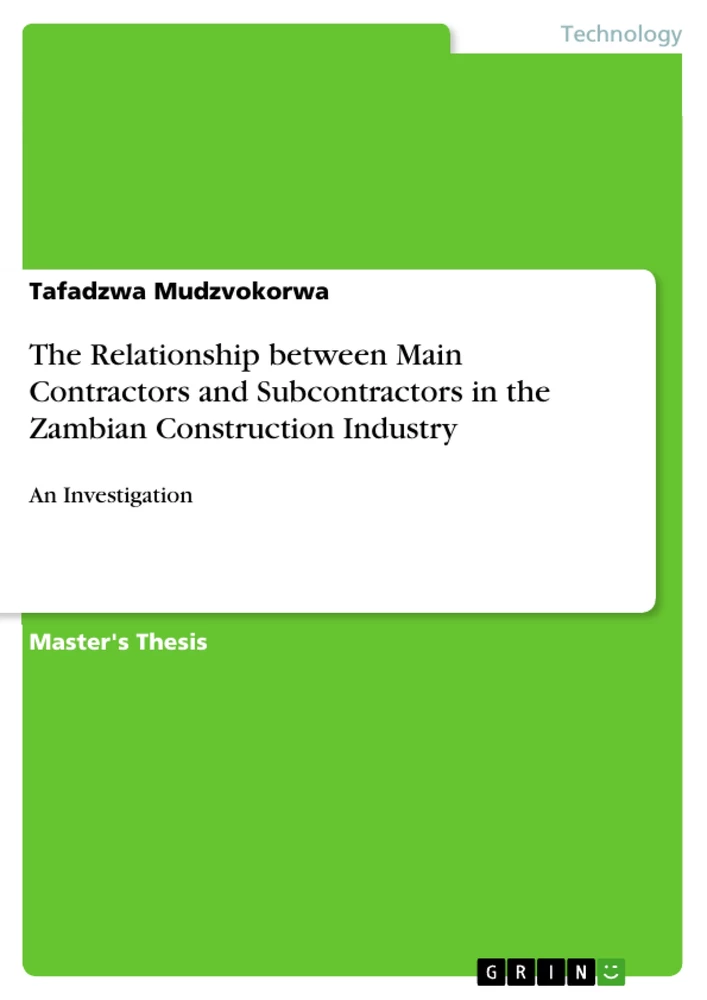 Titel: The Relationship between Main Contractors and Subcontractors in the Zambian Construction Industry