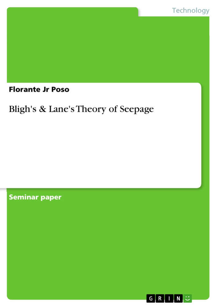 Titel: Bligh's & Lane's Theory of Seepage