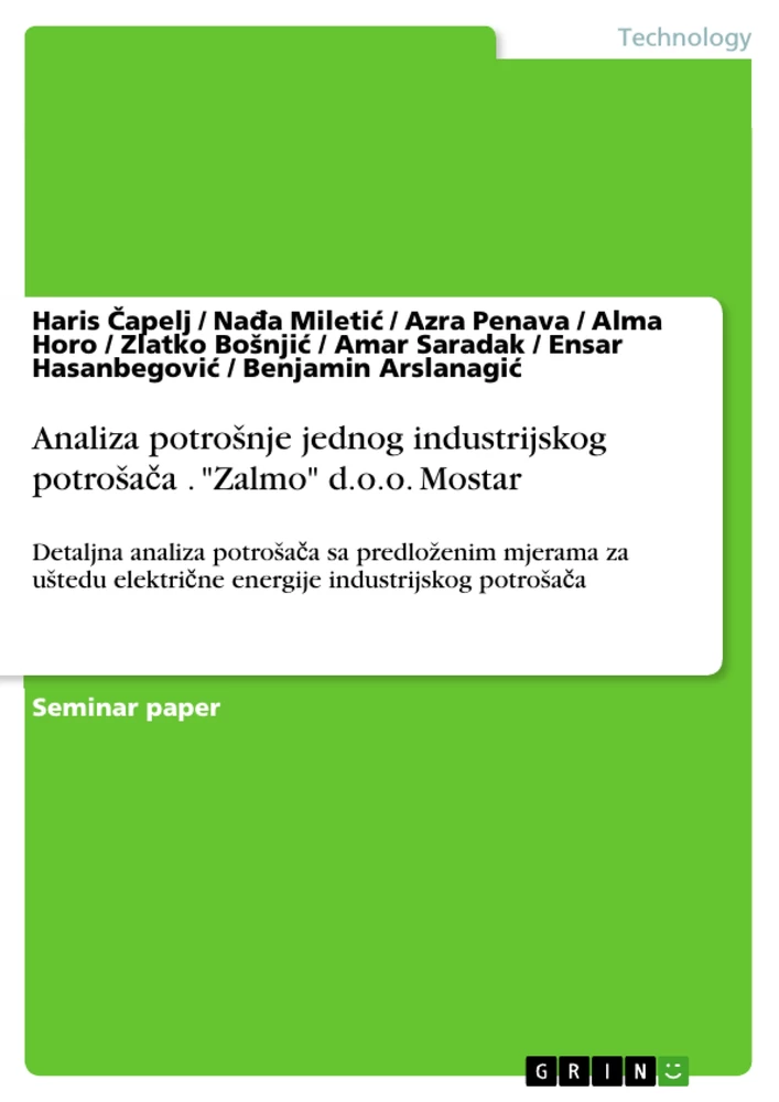 Title: Analiza potrošnje jednog industrijskog potrošača . "Zalmo" d.o.o. Mostar