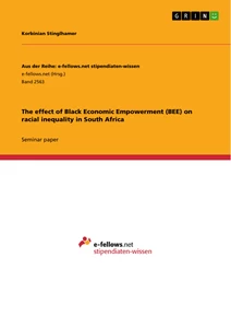 Title: The effect of Black Economic Empowerment (BEE) on racial inequality in South Africa