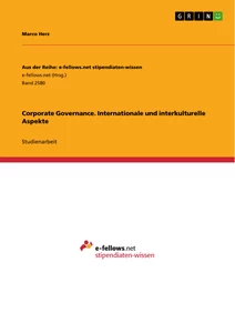 Title: Corporate Governance. Internationale und interkulturelle Aspekte