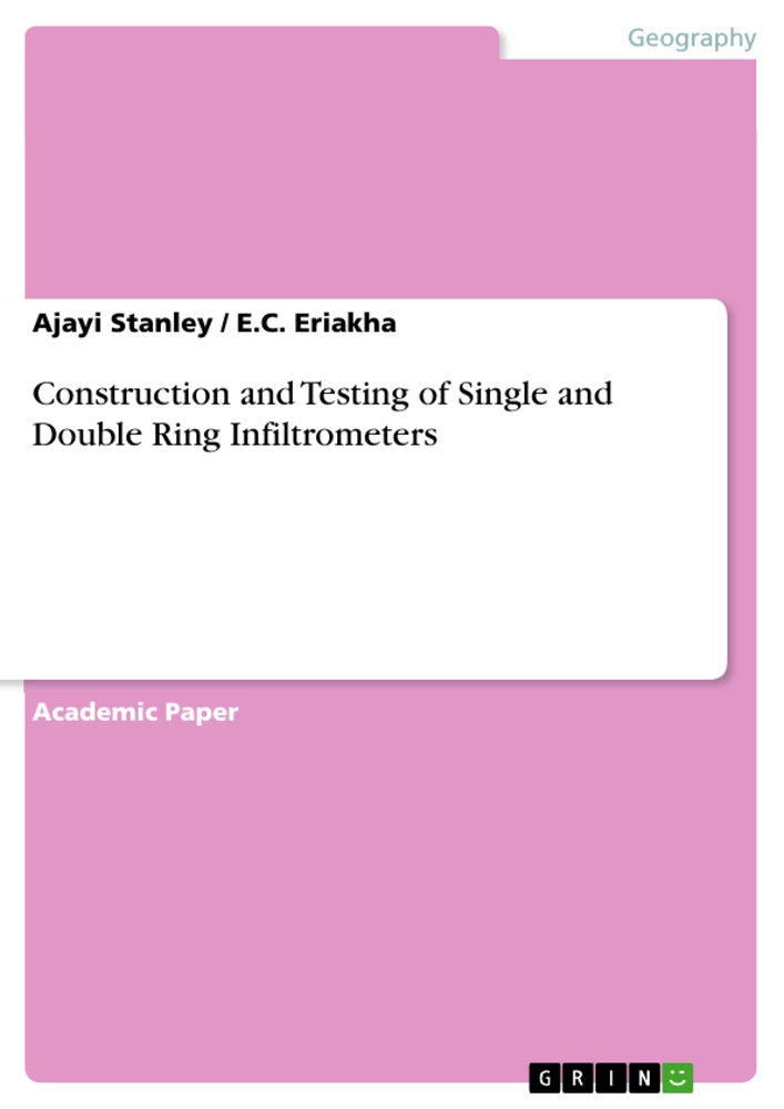 Titel: Construction and Testing of Single and Double Ring Infiltrometers